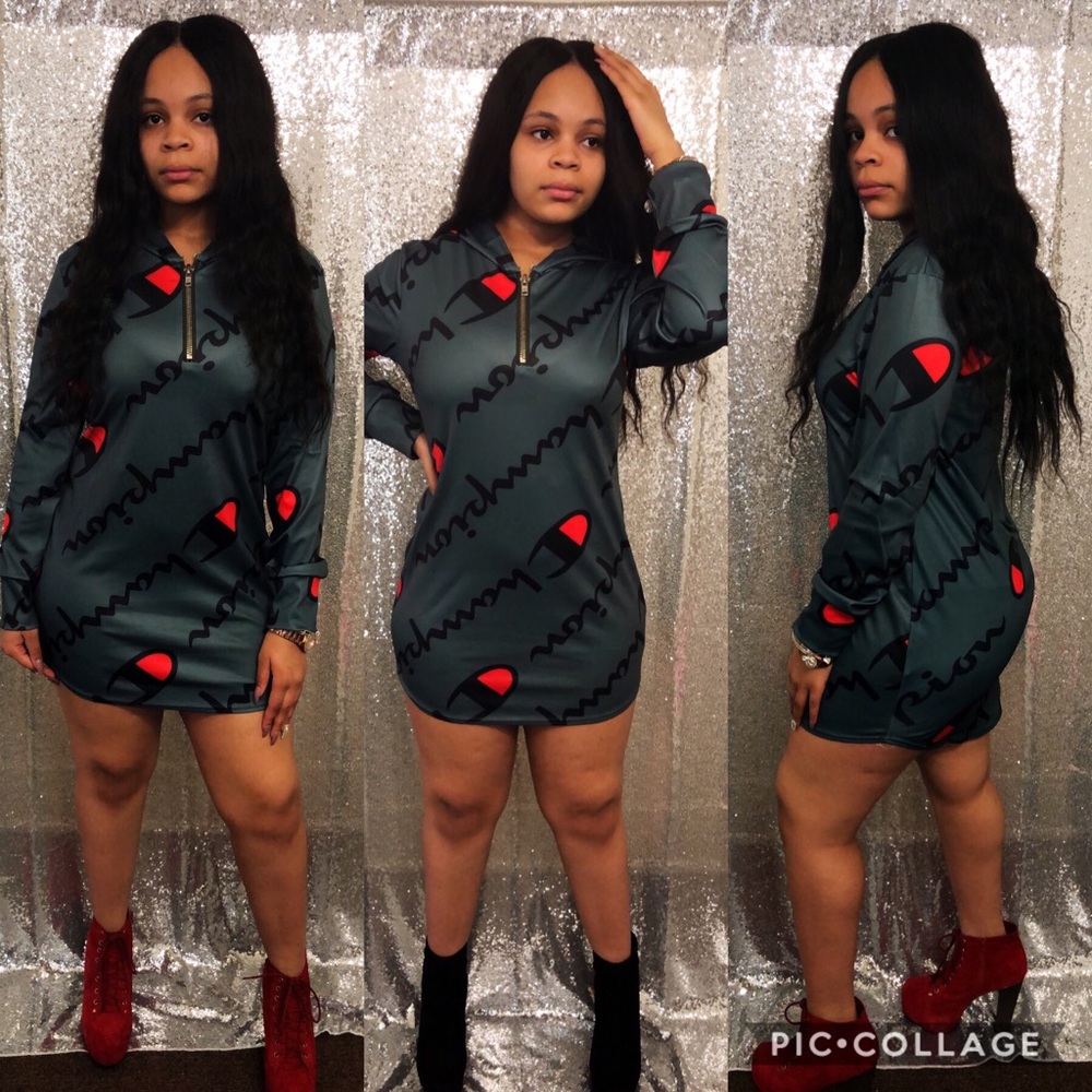Green Champion Hoodie Dress